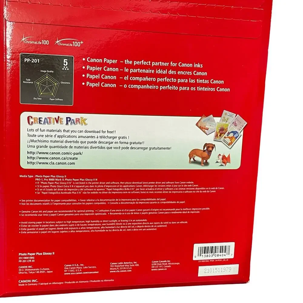 Canon Pixma Photo Paper Lot Matte MP-101 Glossy II PP-201 8.5x11 Inkjet Bundle